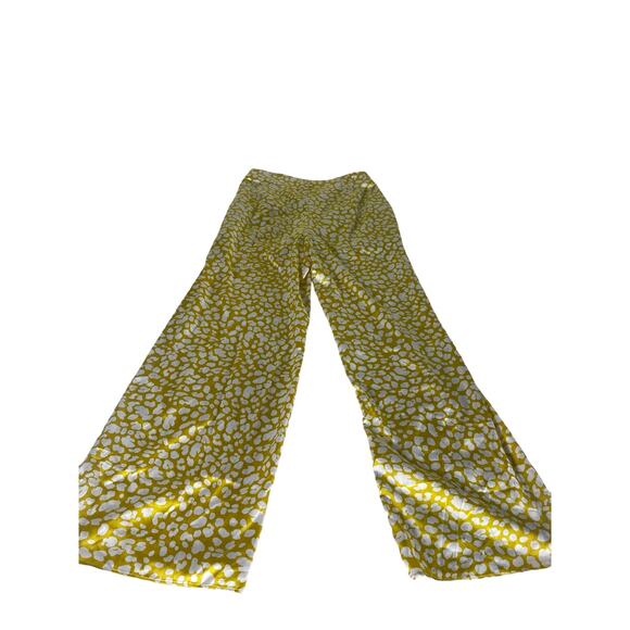 Lulu’s Yellow Animal Print Satin Wide-Leg Side Slit Pants Size Small - Picture 1 of 8